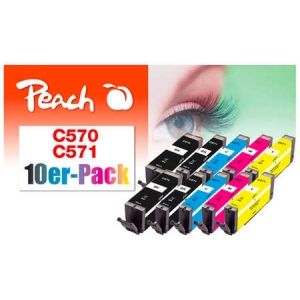 Peach  10er-Pack Tintenpatronen, kompatibel zu Canon Pixma TS 6020 white 7640173437321